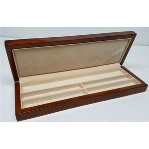 LUXURY BROWN POLISHED WOOD JEWELRY DISPLAY CASE ORGANIZER STORAGE GIFT BOX New